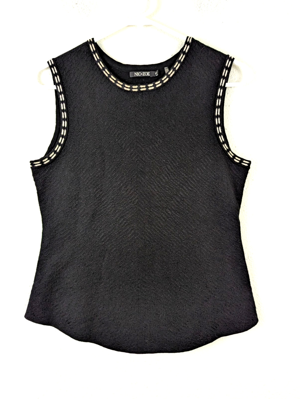 Nic + Zoe sz PS Sweater knit Tank Top black textured design stretchy 1835